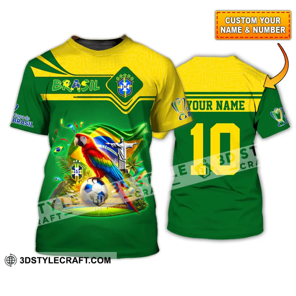 Unisex Shirt Custom Name and Number Brazil Football T-Shirt Brazil Football Polo Long Sleeve Shirt T-Shirt