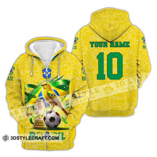 Unisex Shirt, Custom Name and Number Brazil Football T-Shirt, Brazil Football Polo Long Sleeve Shirt style option 3
