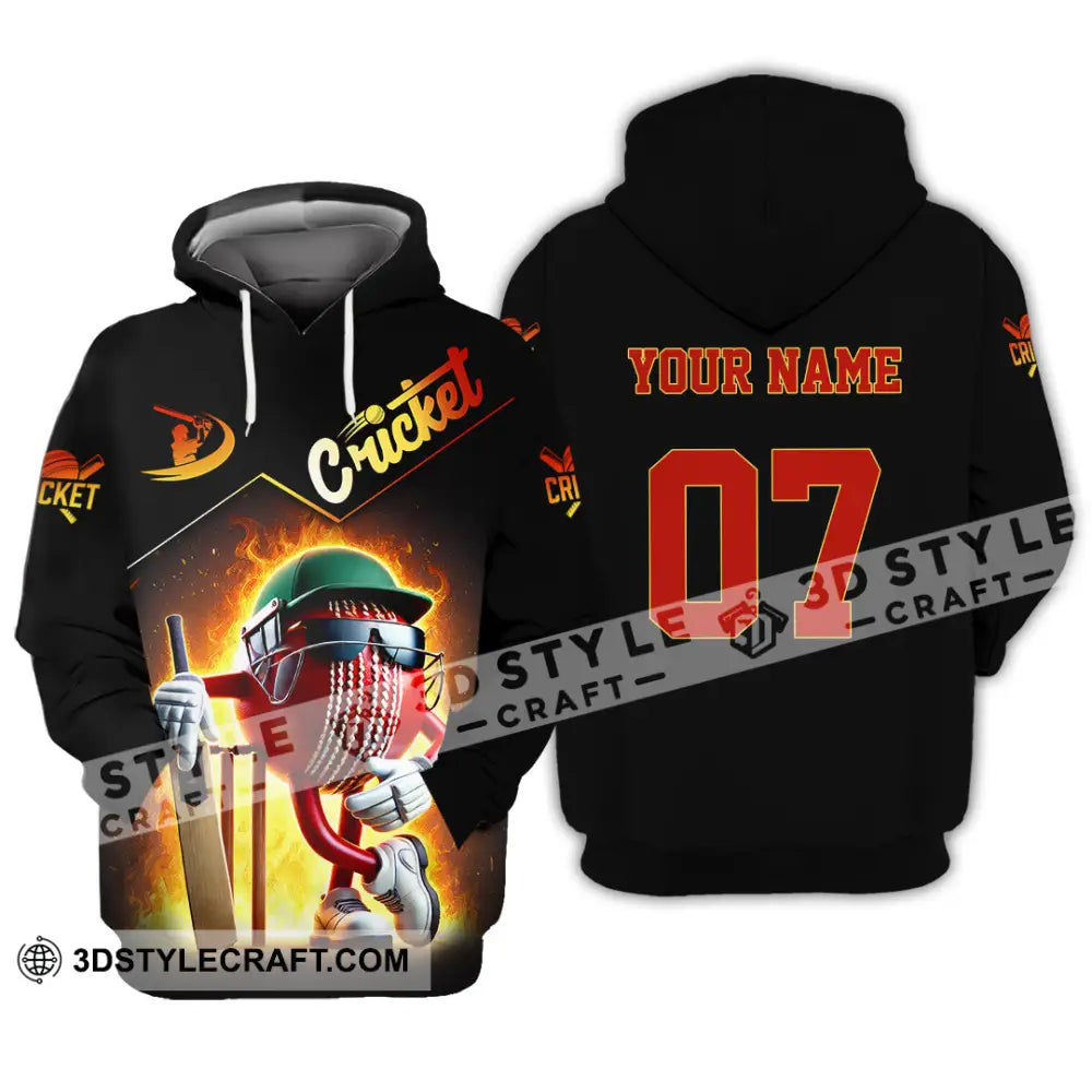 Unisex Shirt Custom Name And Number Cricket Ball Lover Gift Hoodie / S T-Shirt