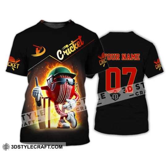 Unisex Shirt, Custom Name and Number Cricket Ball Shirt, Cricket Ball Lover Gift style option 2