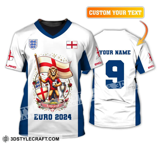 Unisex Shirt, Custom Name and Number England Football Shirt, Euro 2024 Shirt, England Football Polo Long Sleeve style option 1