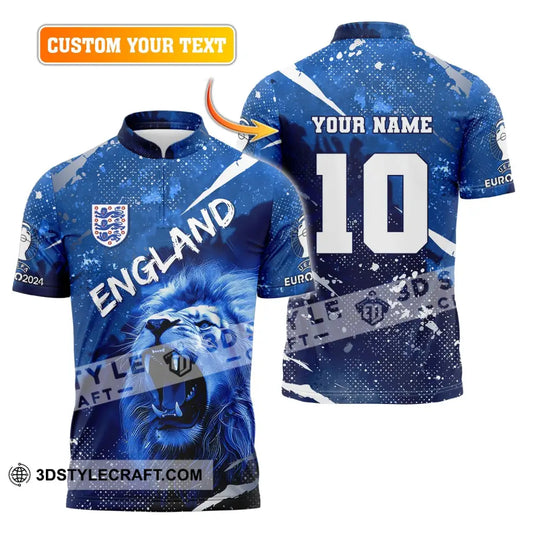 Unisex Shirt, Custom Name and Number England Football Shirt, England Football Polo Long Sleeve, England Euro 2024 Shirt style option 1