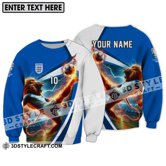 Unisex Shirt - Custom Name And Number, England Lion Playing Fire Ball Shirt style option 4