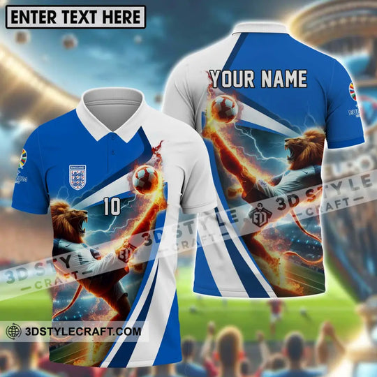 Unisex Shirt - Custom Name And Number, England Lion Playing Fire Ball Shirt style option 1