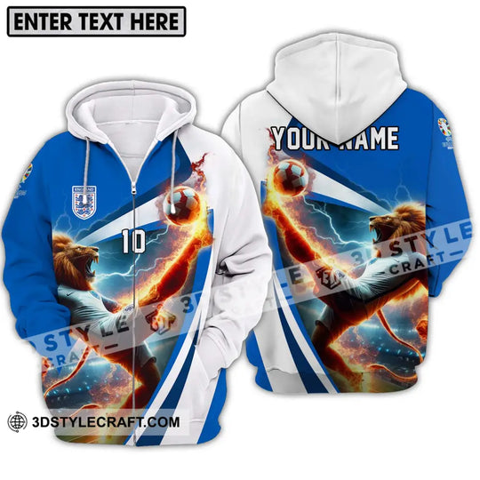 Unisex Shirt - Custom Name And Number, England Lion Playing Fire Ball Shirt style option 2