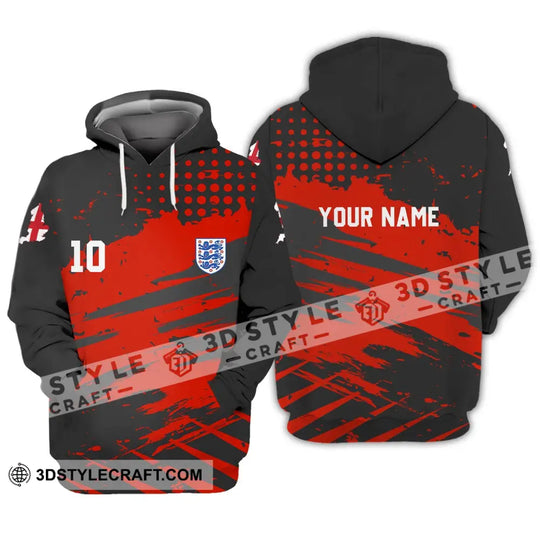 Unisex Shirt - Custom Name And Number Shirt, England Team Lover Black Red Shirt, Euro 2024 style option 2