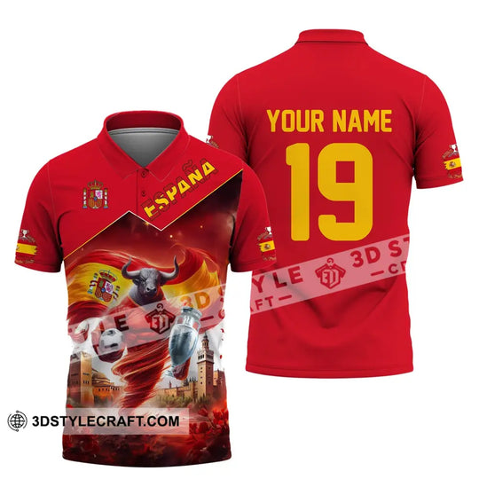 Unisex Shirt, Custom Name and Number España Football Polo Shirt, Euro 2024 Espana Football Hoodie Long Sleeve Shirt style option 4