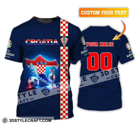 Unisex Shirt, Custom Name and Number Euro 2024 Football Shirt, Croatia Football Polo Shirt, Croatia Football Hoodie Long Sleeve Shirt style option 2