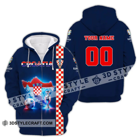 Unisex Shirt, Custom Name and Number Euro 2024 Football Shirt, Croatia Football Polo Shirt, Croatia Football Hoodie Long Sleeve Shirt style option 4