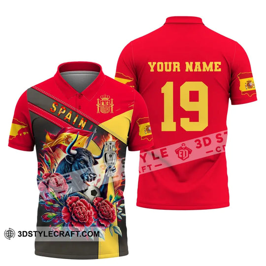 Unisex Shirt, Custom Name and Number Euro 2024 Football Shirt, Spain Football Polo Shirt, Spain Football Hoodie Long Sleeve Shirt style option 4