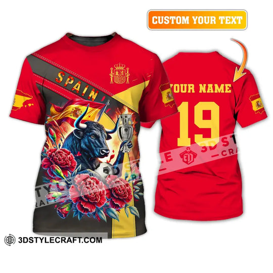 Unisex Shirt, Custom Name and Number Euro 2024 Football Shirt, Spain Football Polo Shirt, Spain Football Hoodie Long Sleeve Shirt style option 1