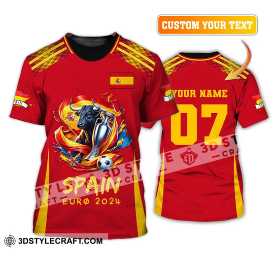 Unisex Shirt, Custom Name and Number Euro 2024 Football Shirt, Spain Football Polo Shirt, Spain Football Hoodie Long Sleeve Shirt style option 2