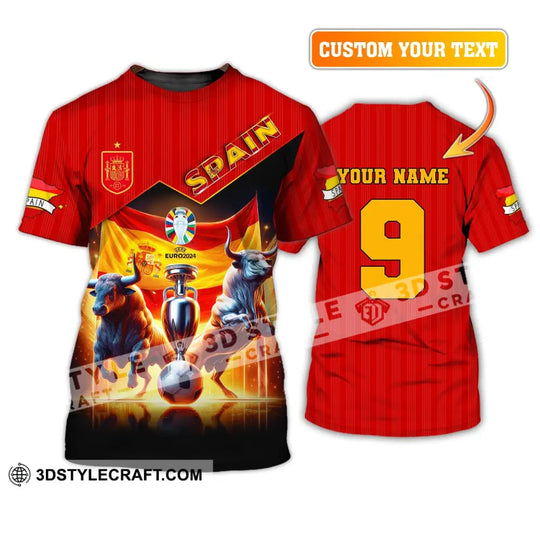Unisex Shirt, Custom Name and Number Euro 2024 Football Shirt, Spain Football Polo Shirt, Spain Football Hoodie Long Sleeve Shirt style option 2