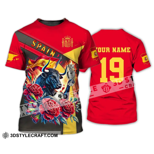 Unisex Shirt, Custom Name and Number Euro 2024 Football Shirt, Spain Football Polo Shirt, Spain Football Hoodie Long Sleeve Shirt style option 2