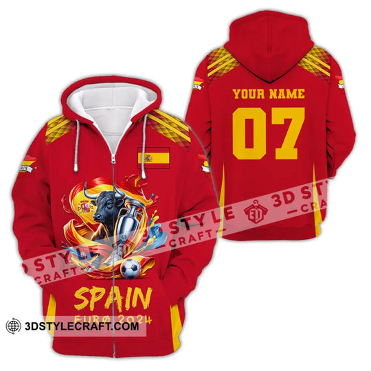 Unisex Shirt, Custom Name and Number Euro 2024 Football Shirt, Spain Football Polo Shirt, Spain Football Hoodie Long Sleeve Shirt style option 4