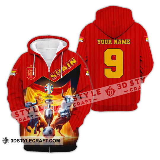 Unisex Shirt, Custom Name and Number Euro 2024 Football Shirt, Spain Football Polo Shirt, Spain Football Hoodie Long Sleeve Shirt style option 4