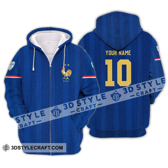 Unisex Shirt - Custom Name And Number Euro 2024 France National Team Blue Shirt style option 2