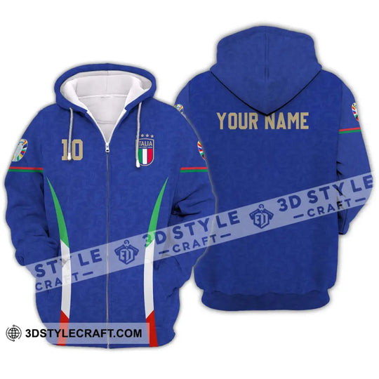 Unisex Shirt - Custom Name And Number Shirt, Euro 2024 Italy National Team Blue style option 2