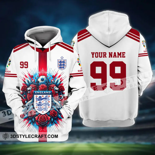 Unisex Shirt - Custom Name And Number Shirt, Euro 2024 National Team, England Team White Red style option 4