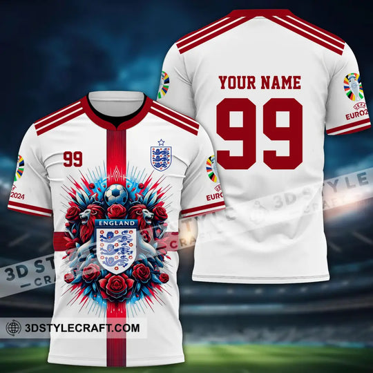 Unisex Shirt - Custom Name And Number Shirt, Euro 2024 National Team, England Team White Red style option 2