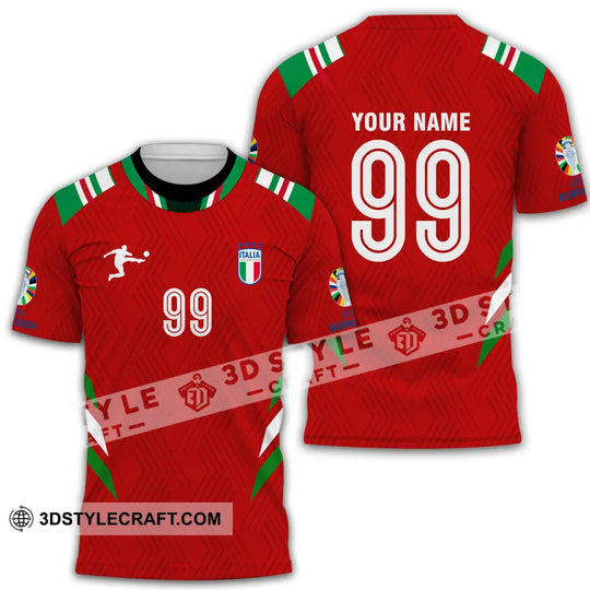 Unisex Shirt - Custom Name And Number Shirt, Euro 2024 Red Shirt Italy National Team style option 2