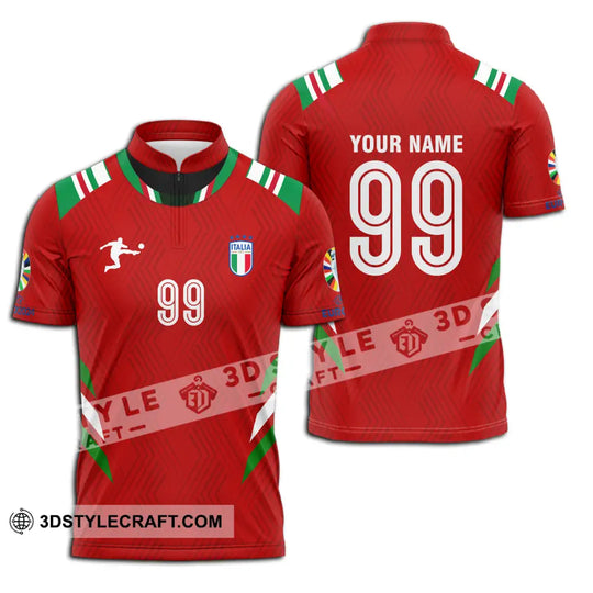 Unisex Shirt - Custom Name And Number Shirt, Euro 2024 Red Shirt Italy National Team style option 3