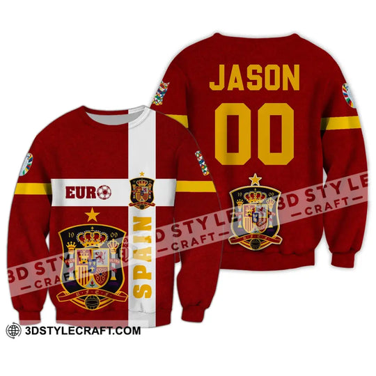 Unisex Shirt - Custom Name And Number, Euro 2024 Spain Shirt style option 4
