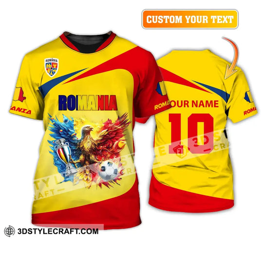 Unisex Shirt, Custom Name and Number Football T-Shirt, Euro 2024 Shirt, Romania Football Polo Long Sleeve Shirt style option 1