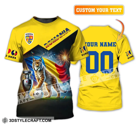 Unisex Shirt, Custom Name and Number Football T-Shirt, Euro 2024 Shirt, Romania Football Polo Long Sleeve Shirt style option 1