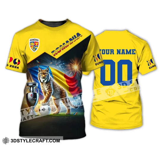 Unisex Shirt, Custom Name and Number Football T-Shirt, Euro 2024 Shirt, Romania Football Polo Long Sleeve Shirt style option 2