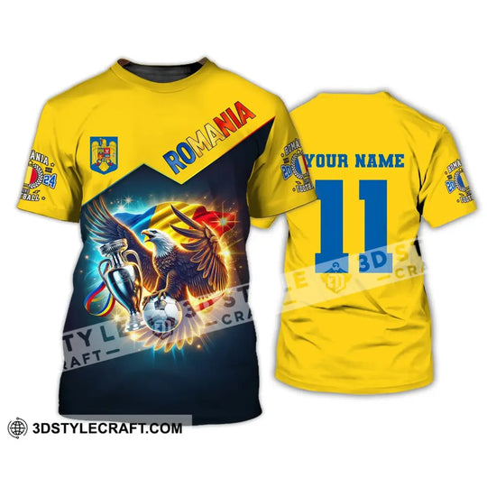 Unisex Shirt, Custom Name and Number Football T-Shirt, Euro 2024 Shirt, Romania Football Polo Long Sleeve Shirt style option 3