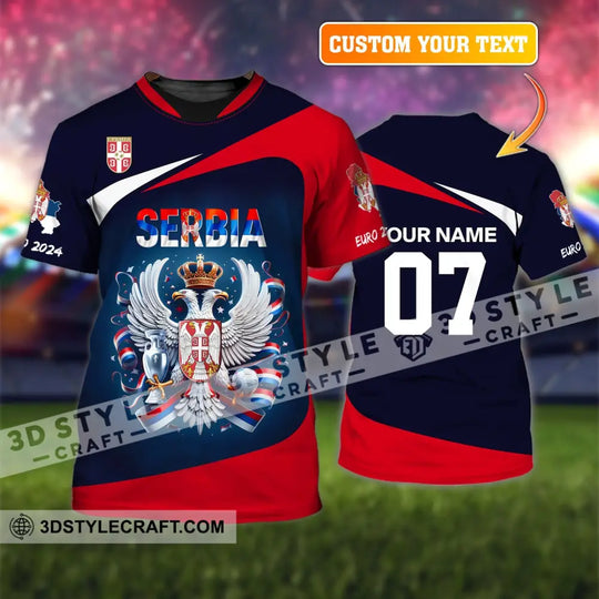 Unisex Shirt, Custom Name and Number Football T-Shirt, Euro 2024 Shirt, Serbia Football Polo Long Sleeve Shirt style option 1