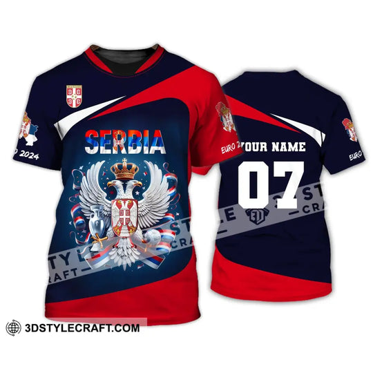 Unisex Shirt, Custom Name and Number Football T-Shirt, Euro 2024 Shirt, Serbia Football Polo Long Sleeve Shirt style option 3