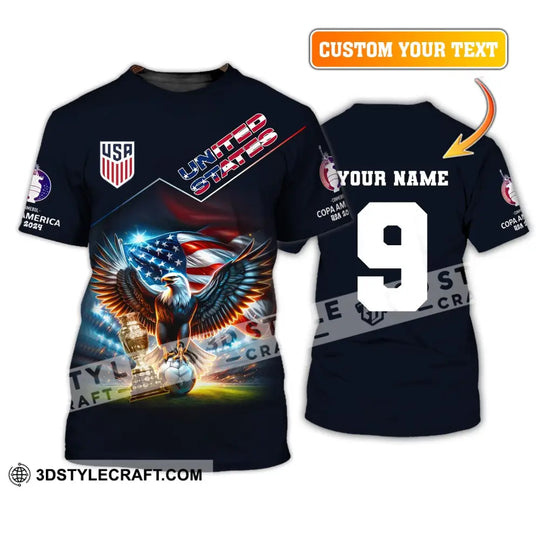 Unisex Shirt, Custom Name and Number Football T-Shirt, Euro 2024 Shirt, United States Football Polo Long Sleeve Shirt style option 2