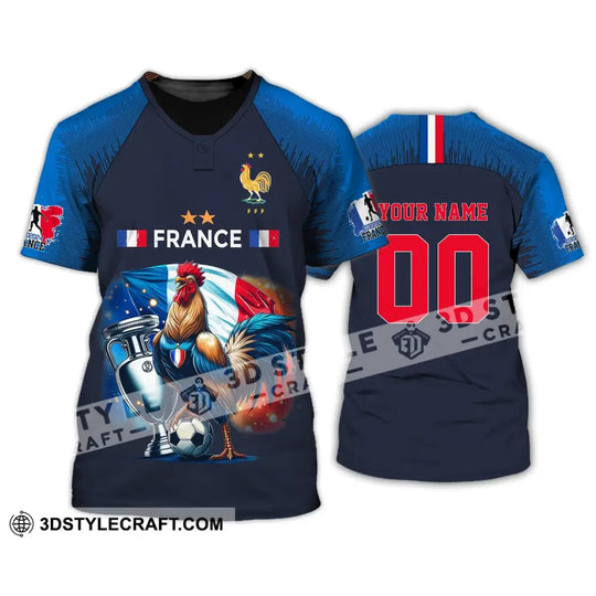 Unisex Shirt, Custom Name and Number France Football Shirt, France Euro 2024 Football Polo Long Sleeve Shirt style option 3