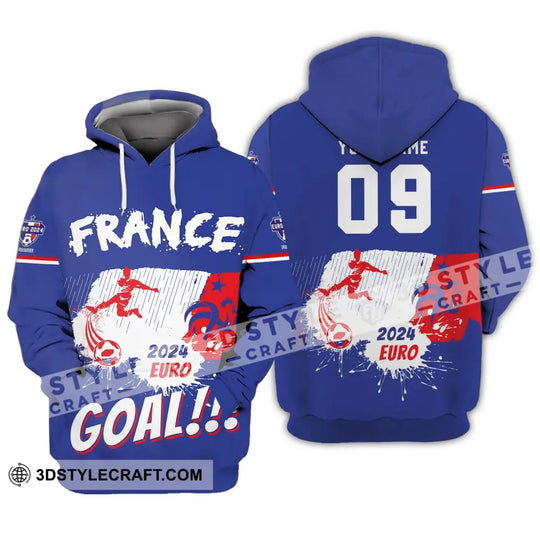Unisex Shirt - Custom Name And Number Shirt, France Team Euro 2024 style option 3