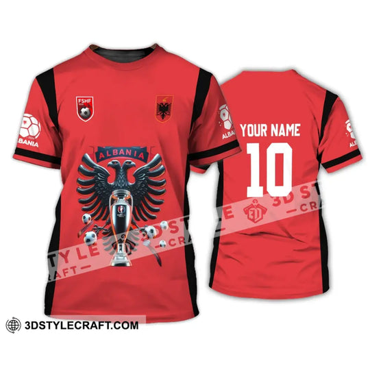 Unisex Shirt - Custom Name And Number Shirt, FSHF Albania Euro 2024 National Team style option 4
