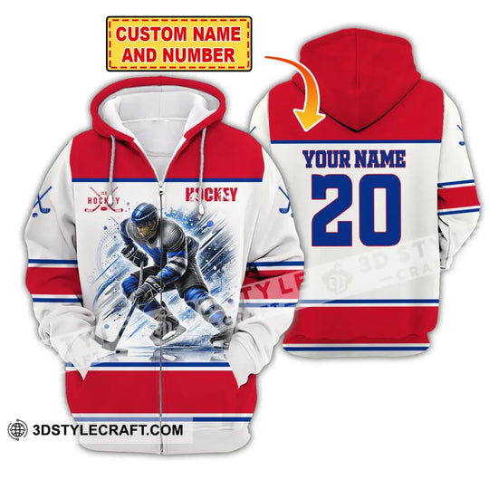 Unisex Shirt, Custom Name and Number Ice Hockey Shirt, T-Shirt for Ice Hockey Club, Gift for Ice Hockey Players style option 1