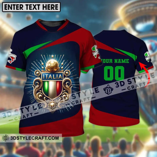 Unisex Shirt, Custom Name and Number Italia Football Shirt, Italia Football Polo Long Sleeve, Soccer Lover Shirt style option 1