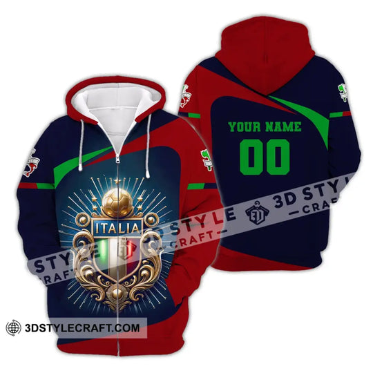 Unisex Shirt, Custom Name and Number Italia Football Shirt, Italia Football Polo Long Sleeve, Soccer Lover Shirt style option 4