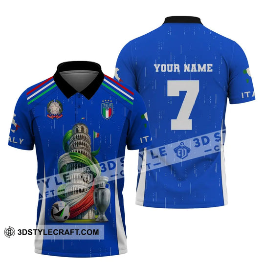 Unisex Shirt, Custom Name and Number Italy Football Shirt, Italy Football Polo Long Sleeve, Italy Euro 2024 Shirt style option 4