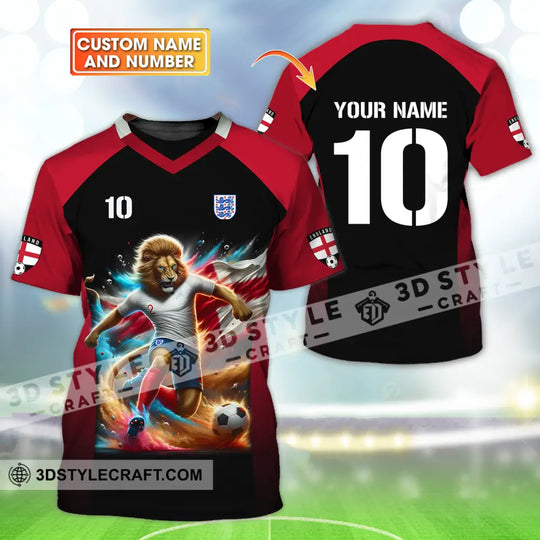 Unisex Shirt - Custom Name And Number, Lion Playing Ball England Euro 2024 style option 1