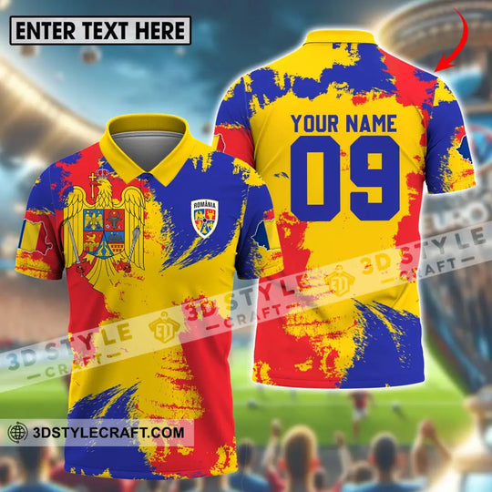 Unisex Shirt - Custom Name And Number National Team Shirt, Flag Color Romania style option 1
