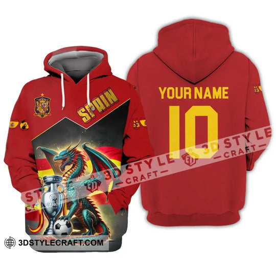 Unisex Shirt - Custom Name And Number National Team Shirt, Spain Heart Ball Fly Dragon style option 2