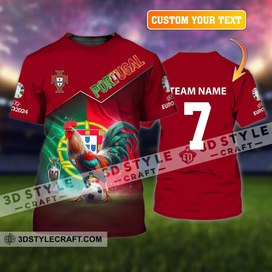 Unisex Shirt, Custom Name and Number Portugal Football Shirt, Euro 2024 Portugal Football Polo Long Sleeve Shirt style option 1