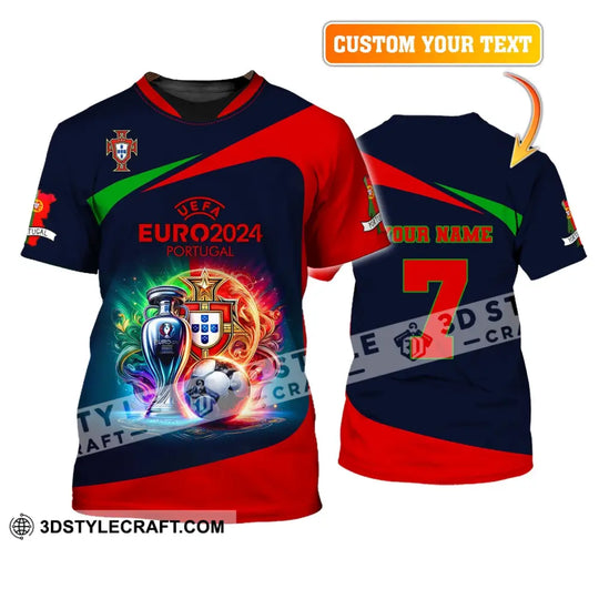 Unisex Shirt, Custom Name and Number Portugal Football Shirt, Euro 2024 Portugal Football Polo Long Sleeve Shirt style option 2