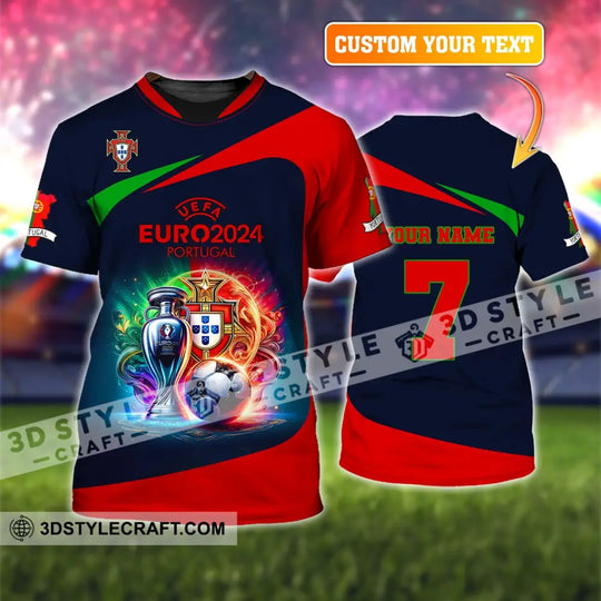 Unisex Shirt, Custom Name and Number Portugal Football Shirt, Euro 2024 Portugal Football Polo Long Sleeve Shirt style option 1