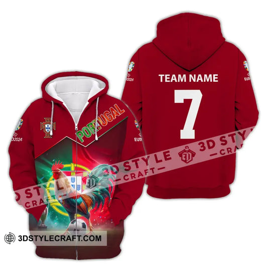 Unisex Shirt, Custom Name and Number Portugal Football Shirt, Euro 2024 Portugal Football Polo Long Sleeve Shirt style option 4