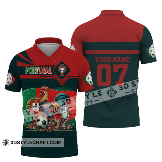 Unisex Shirt, Custom Name and Number Portugal Football Polo Shirt, Euro 2024 Portugal Football Hoodie Long Sleeve style option 4