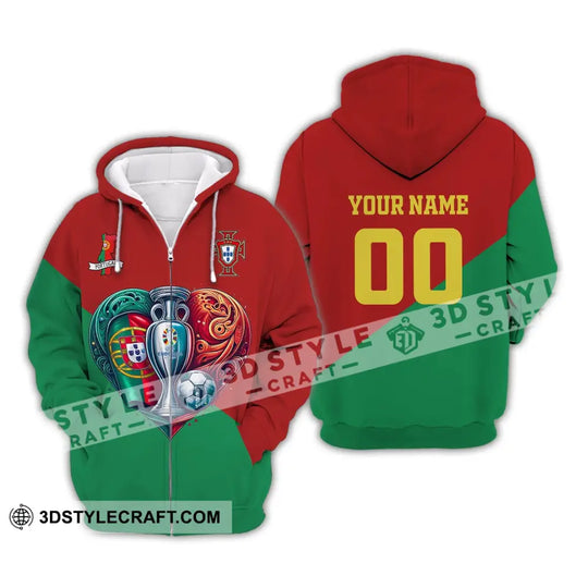 Unisex Shirt, Custom Name and Number Portugal Football Polo Shirt, Euro 2024 Portugal Football Hoodie Long Sleeve style option 4